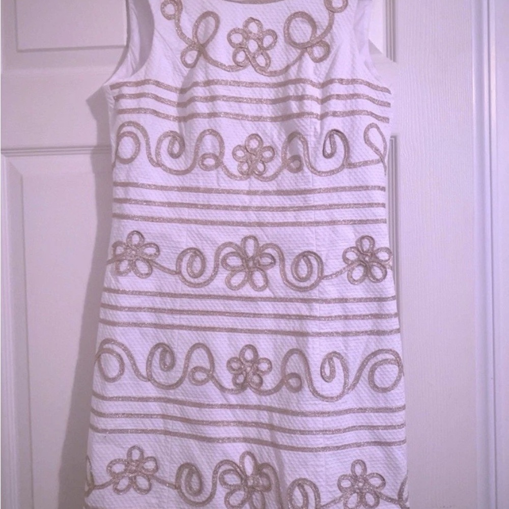 Lilly Pulitzer White Dress with Gold Accents size 2
